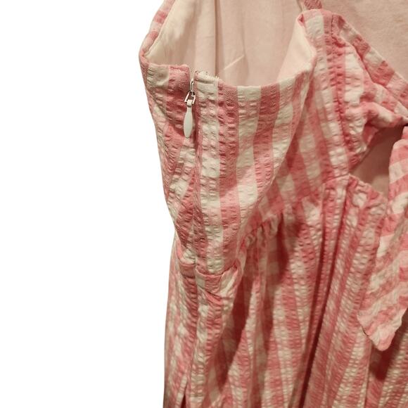 J. Crew gingham print cotton pink maxi dress size 14 - Picture 5 of 9